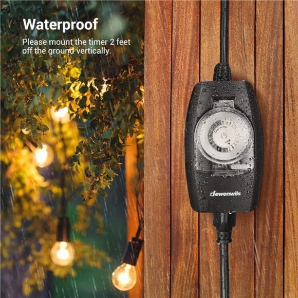 DEWENWILS Outdoor Light Timer Waterproof, 24-Hour Programmable Plug in Timer - Picture 4 of 7